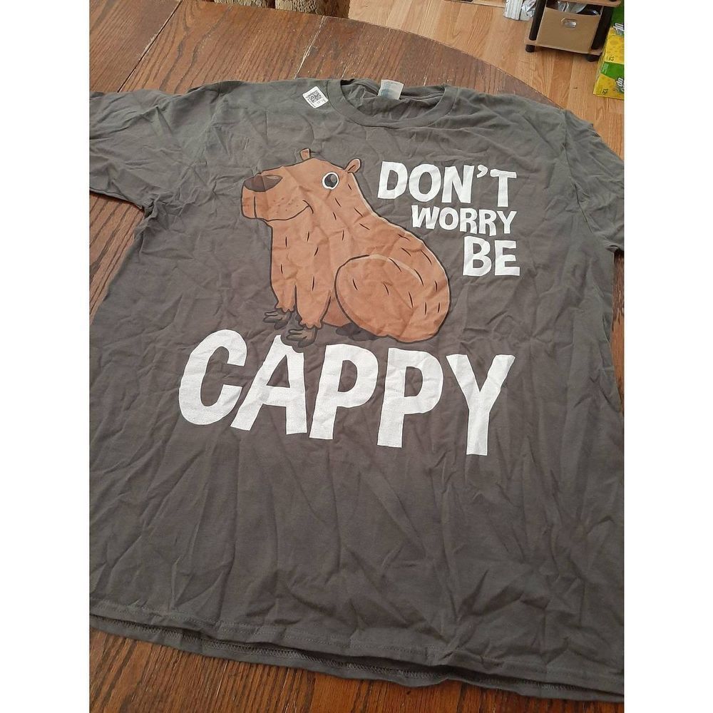 New Xl Don't Worry Be Cappy Port & Co Short Sleeve Crew Neck Tee T-Shirt Top